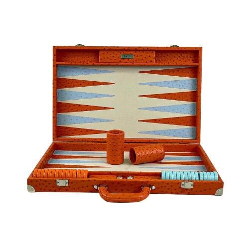 BACO Orange Ostrich Backgammon-21inches