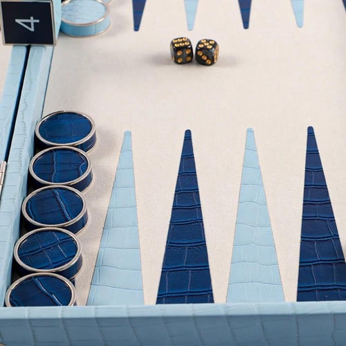 BACO Blue Alligator Backgammon-21inch