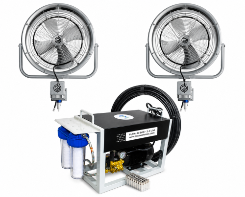 Package 2 fog fan 10 nozzles 20 inch + pump 40 bar