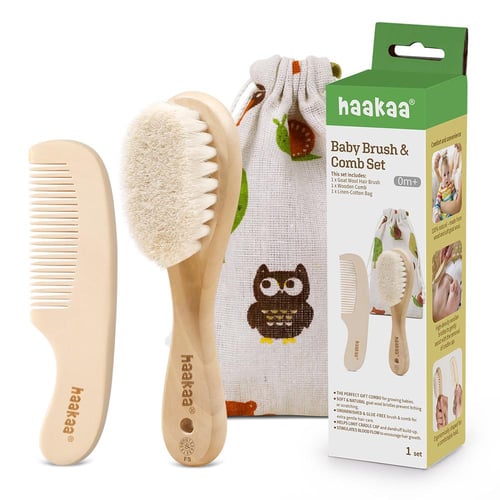 هاكا - مجموعة مشط وفرشاة الأطفال المصنوعة من صوف ا...