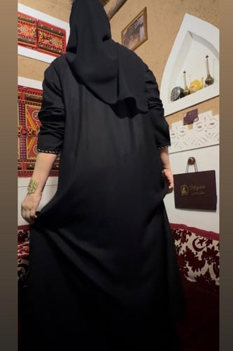 جلابية فستان وسروال طويل واسع بكرسي اللون الأسود و...