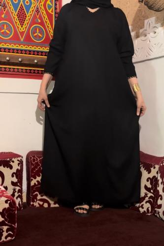 جلابية فستان وسروال طويل واسع بكرسي اللون الأسود و...