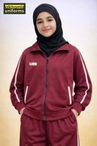 T- SPORT عنابي مع خط