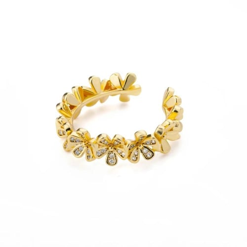 خاتم نسائي أنيق بتصميم زهرة مفتوحة