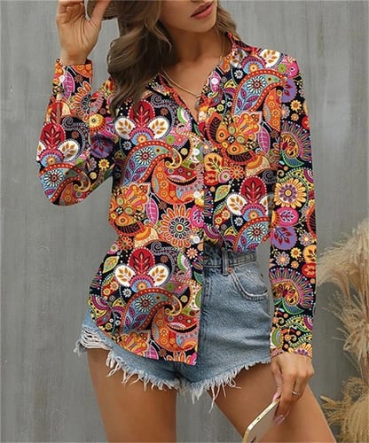 بلوزة فضفاضة بألوان صيفية