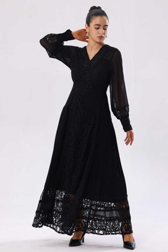 فسان شيفون مع دانتيل كرستال اسود