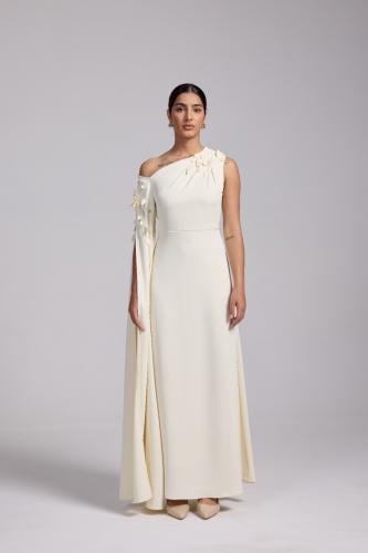 فستان كريب سكري طويل سهرة