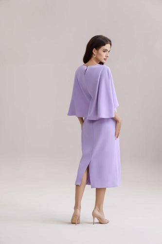 فستان موف كريب ميدي مطرز