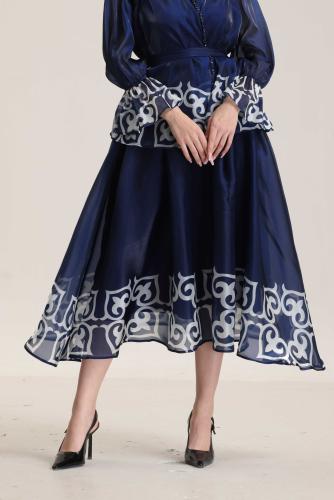 تنورة ميدي ارجنزا كحلي كلوش