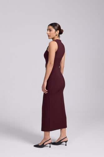 فستان ميدي برغندي كت