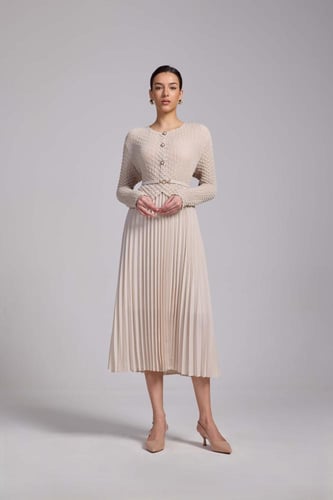 فستان بيج كريب بارز مع شيفون بليسيه