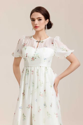 فستان قصيرمشجر حرير مطرز لول