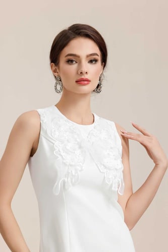 فستان كريب تطريز الصدر