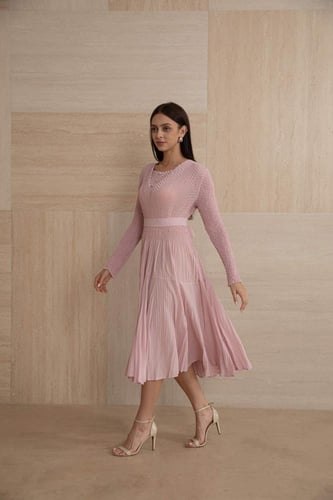 فستان ميدي وردي مكسر