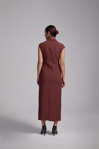 فستان بني ميدي كريب