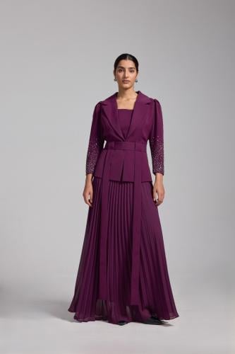 فستان موف كم حيران مفصص