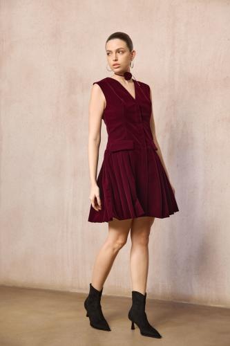 فستان مخمل عودي