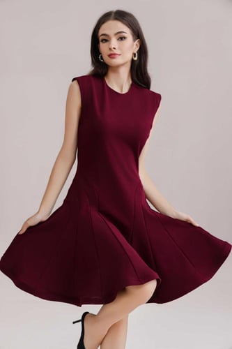 فستان عودي كريب ميدي