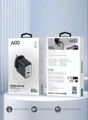 شاحن 65 واط USB C، شاحن GaN ، راس شاحن GaN صغير الحجم سريع بـ 3 منافذ لأجهزة MacBook Pro/Air، iPhone 14/Pro، iPad Pro، Dell XPS، G...