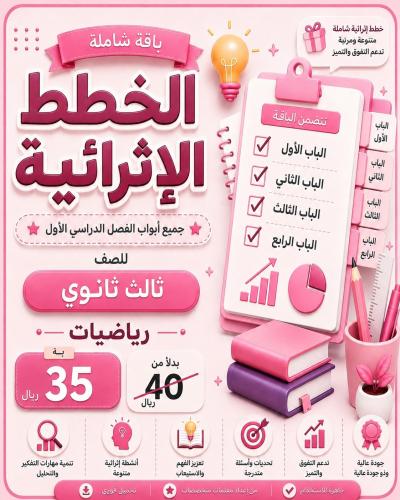 باقة الخطط الاثرائية رياضيات ثالث ثانوي للفصل الدر...