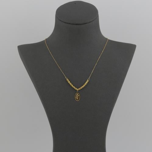 عقد ذهب مبروم بيضاوي وردة سبيكة - عيار 21