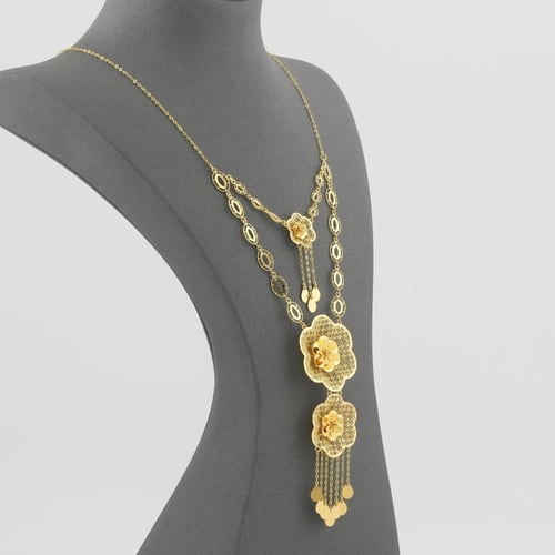 طقم ذهب ازهار ثلاثية الابعاد دورين مع كف عيار 21