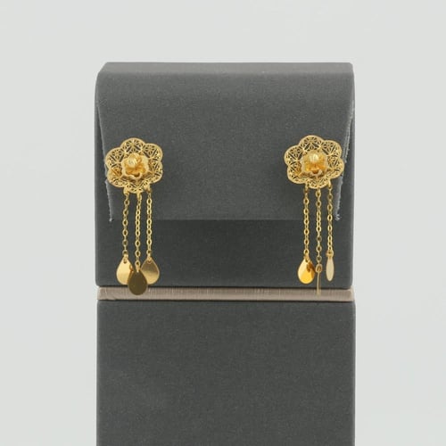 طقم ذهب ازهار ثلاثية الابعاد دورين مع كف عيار 21