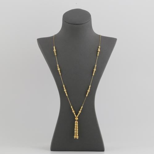 عقد ذهب بتصميم كرات الليزر مع دلايات لماعه - عيار...