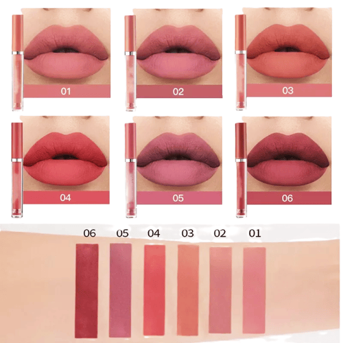 لب شفاه مجموعة بستة ألوان