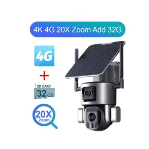كاميرا بالطاقة الشمسية عدستين مزدوجه 4G وتقريب 20X
