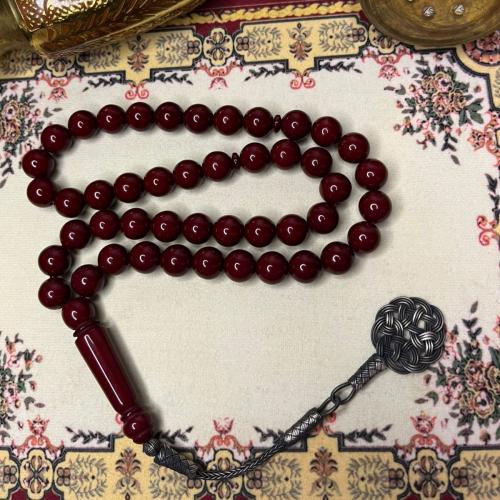 مسباح بكلايت أحمر كرزي الشكة: طربزونة فضة