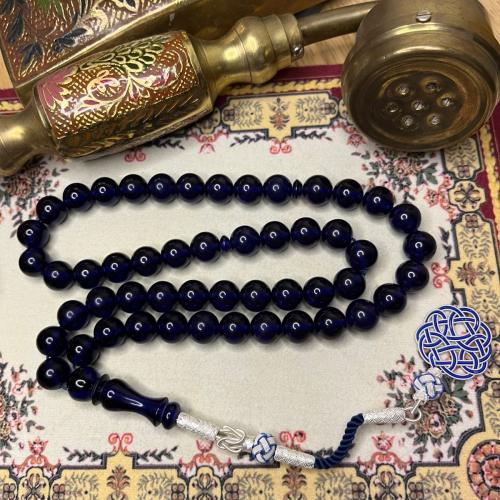 مسباح فاتوران كحلي فاتح -طربزونة فضة أبيض