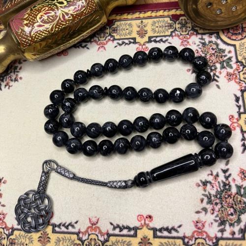 مسباح بكلايت رمادي معتق الشكة: طربزونة فضة