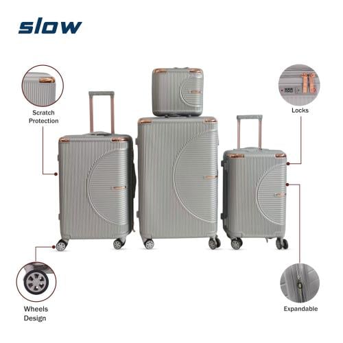 شنط سفر فيبر عرائسي ABS - أربع قطع - ماركة SLOW