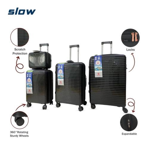 طقم حقائب سفر عرايس سيلكون 4 قطع اسود– ماركة SLOW