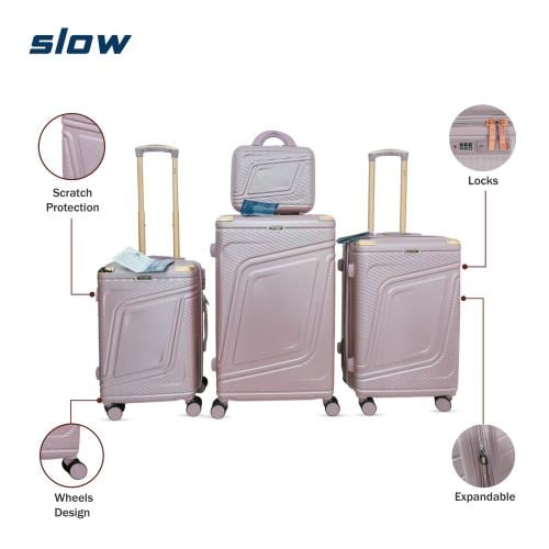 شنط سفر فيبر ABS - أربع قطع - ماركة SLOW