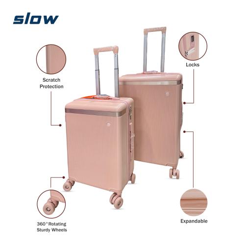 شنطة سفر PC قطعتين لون روز بينك– ماركة SLOW