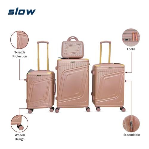 شنط سفر فيبر ABS - أربع قطع - ماركة SLOW