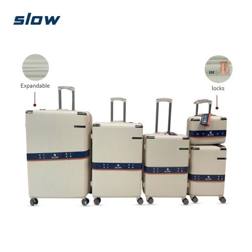 شنط فيبر ABS مقاومة للصدمات - خمس قطع - ماركة SLOW