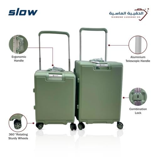 شنطة سفر PC قطعتين لون زيتي– ماركة SLOW
