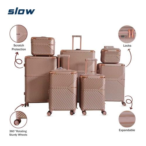 طقم شنط سفر فيبر ABS - سبع قطع لون روز بنك- ماركة...