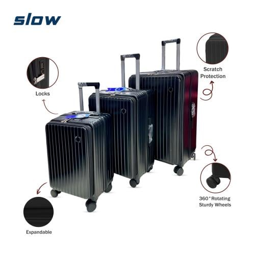 طقم حقائب سفر 3 قطع لون اسود – ماركة SLOW