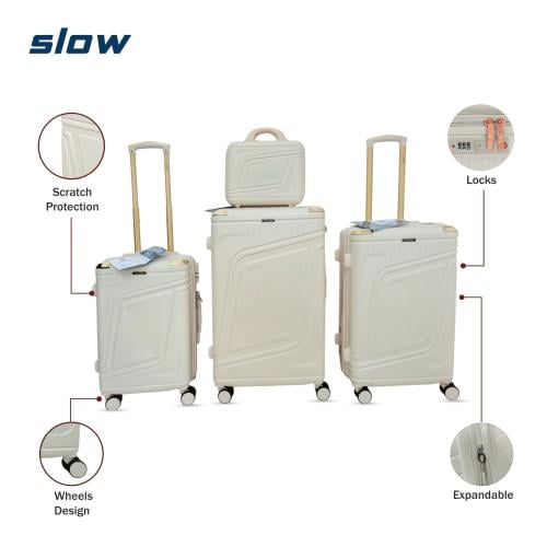 شنط سفر فيبر ABS - أربع قطع - ماركة SLOW