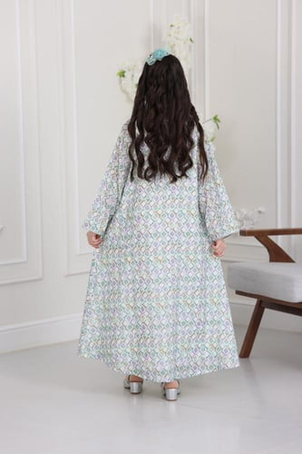 جلابية قطن مطبوع ( بناتي ) بتطريز ورد ثلاثي الأبعا...