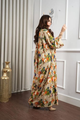 جلابية روز قطن خفيف صيفي طويل ( رقبة سبعة )