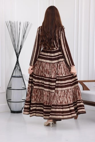 جلابية رايون قطن منقوش بتطريز على الصدر