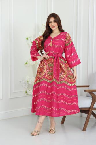 جلابية لينن كويتية بتطريز ترتر