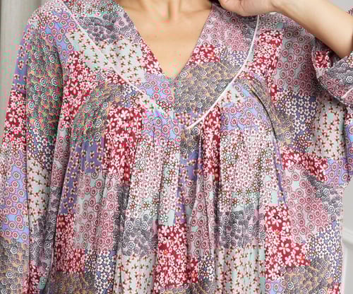 جلابية روز قطن خفيف صيفي طويل ( رقبة سبعة )