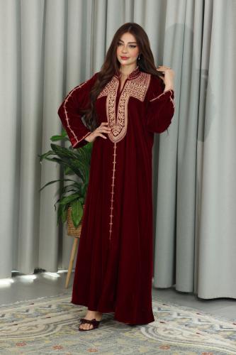 جلابية مخمل بتطريز كمبيوتر