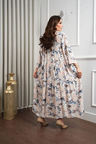 جلابية روز قطن خفيف صيفي قصير ( رقبة قلاب )